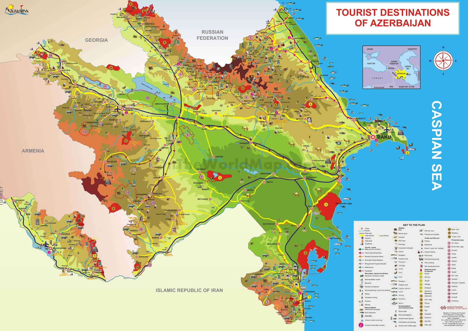 Carte touristique de la Azerbaïdjan